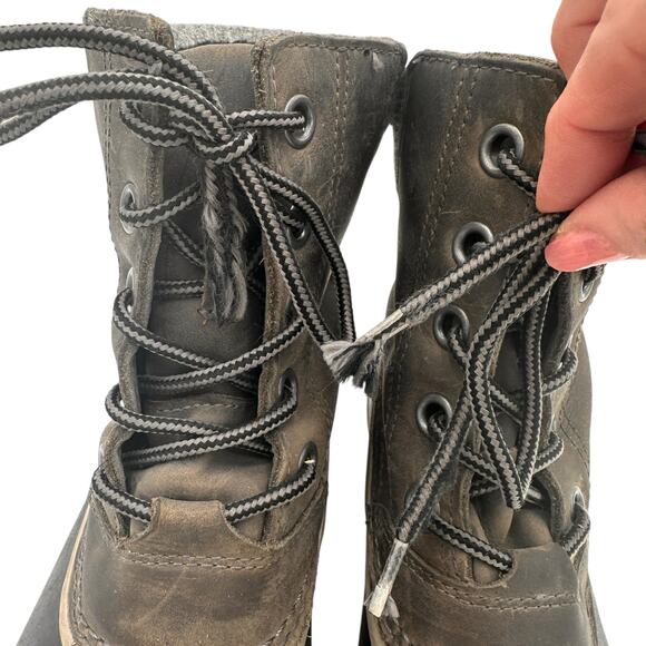 Sorel Women's Brown Leather Slimpack Lace II Boots Size 8 - Picture 4 of 11